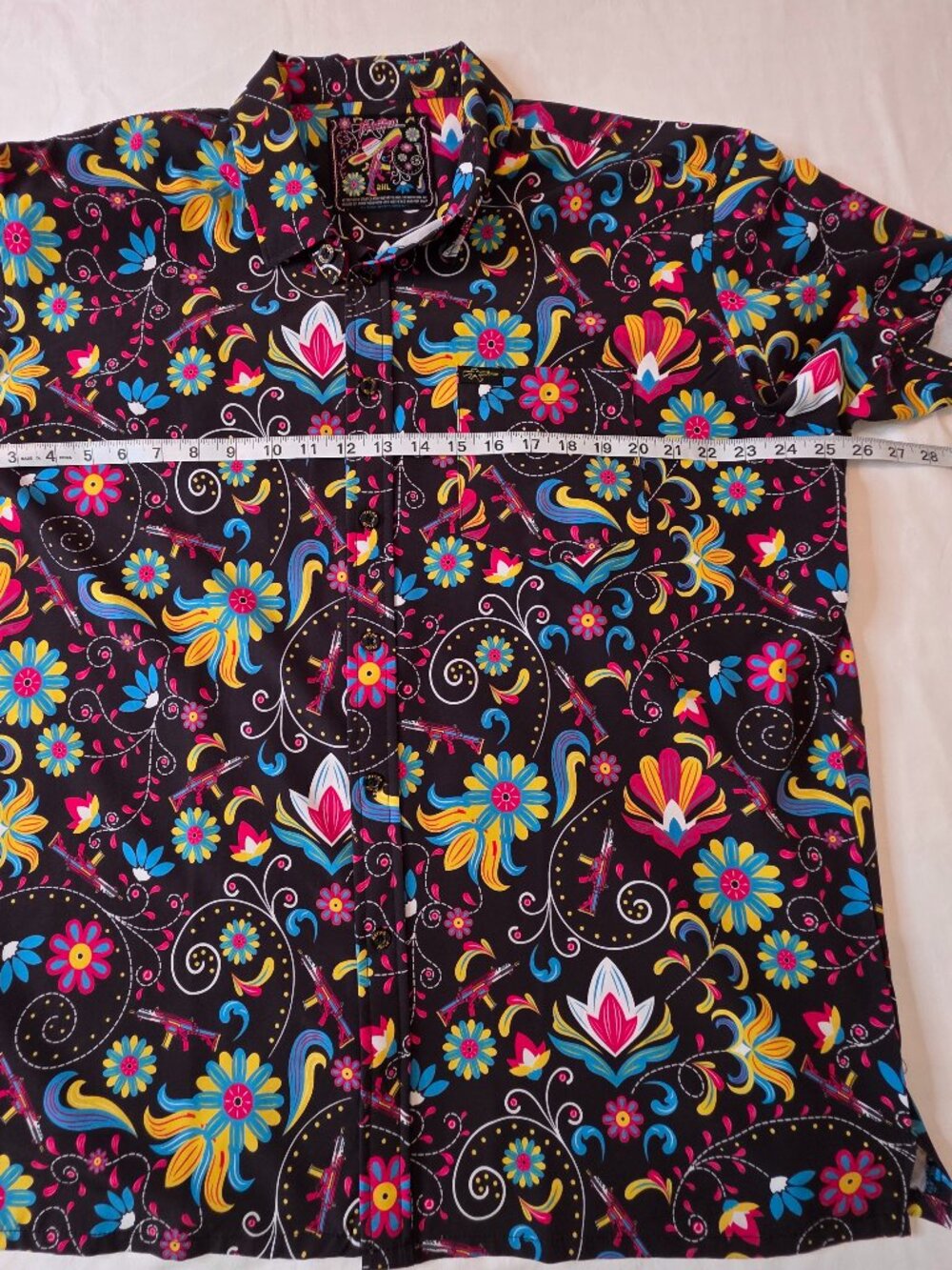 Retro Rifle "Flores De Mayo" Men's Button-down Short Sleeve Shirt, Size 2XL - Picture 5 of 8